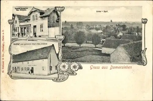Ak Domersleben Wanzleben Börde in Sachsen Anhalt, Gasthof Kronprinz, Zum goldenen Stern, Unterdorf
