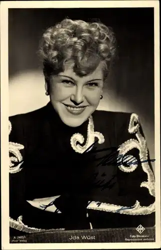 Ak Schauspielerin Ida Wüst, Portrait, Ross Verlag A 2405 1, Autogramm