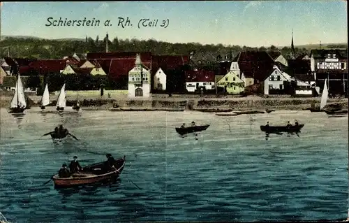 Ak Schierstein Wiesbaden in Hessen, Teilansicht, Boote