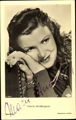 Ak Schauspielerin Maria Andergast, Portrait, Ross Verlag, A 3000/1