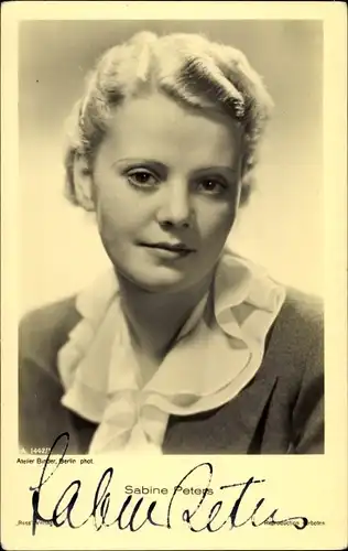 Ak Schauspielerin Sabine Peters, Portrait, Ross Verlag A 1442/1