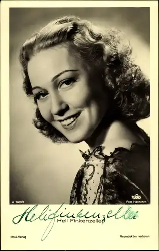 Ak Schauspielerin Heli Finkenzeller, Portrait, Ross Verlag A 2889/1, Tobis