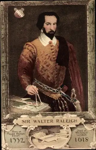 Ak Sir Walter Raleigh, Seemann, Portrait
