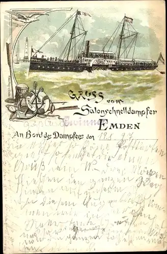 Litho Salonschnelldampfer Emden