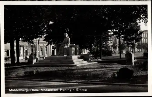 Ak Middelburg Zeeland Niederlande, Dam. Monument Koningin Emme