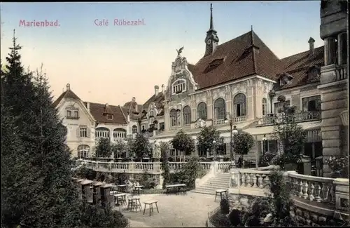 Ak Mariánské Lázně Marienbad Region Karlsbad, Hotel und Café Rübezahl