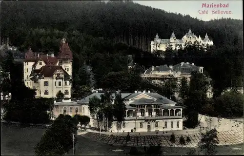 Ak Mariánské Lázně Marienbad Region Karlsbad, Café Bellevue
