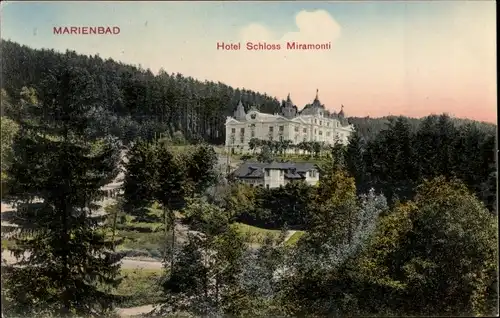 Ak Mariánské Lázně Marienbad Reg. Karlsbad, Hotel Schloss Miramonti