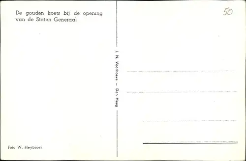 Ak De gouden koets bij de opening van de Staten Generaal, Kutsche, Niederlande