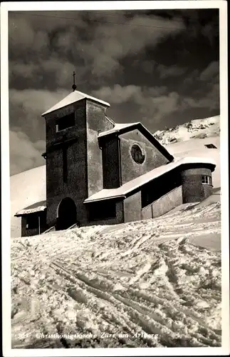 Ak Zürs Vorarlberg, Christkönigskirche im Winter
