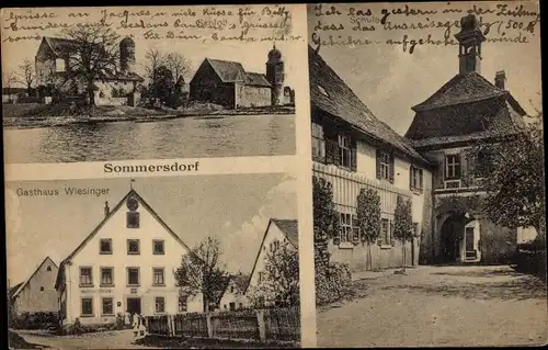 Ak Sommersdorf Burgoberach in Mittelfranken, Gasthaus, Schloss, Schule