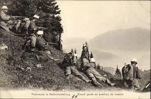 Ak Schweizer Armee, Feldwache in Gefechtsstellung, Grand' garde en position de combat
