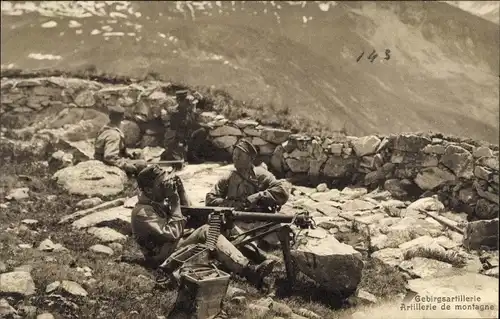 Ak Schweizer Armee, Gebirgsartillerie, Artillerie de montagne, Maschinengewehrschützen, Mitrailleurs