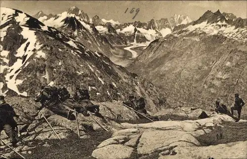 Ak Schweizer Armee, Gebirgsinfanterie, Infanterie de montagne, Spitze den Feind beobachtend