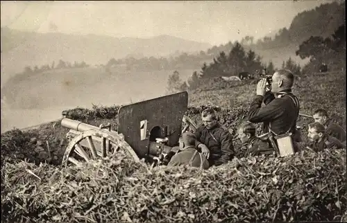 Ak Schweizer Armee, Eingegrabene Batterie, Batterie enfouie, Geschütz
