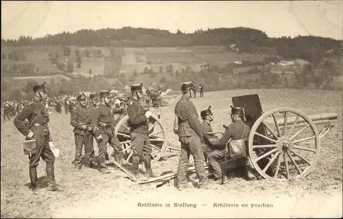 Ak Schweizer Armee, Artillerie in Stellung, en position, Geschütze