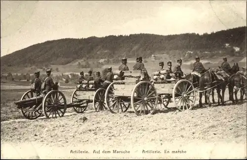 Ak Schweizer Armee, Artillerie, Auf dem Marsche, En marche, Geschützwagen