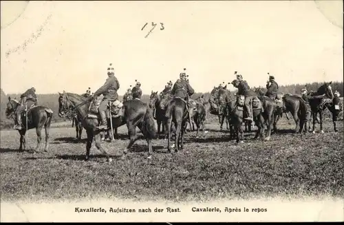 Ak Schweizer Armee, Kavallerie, Aufsitzen nach der Rast, Cavalerie, Apres le repos