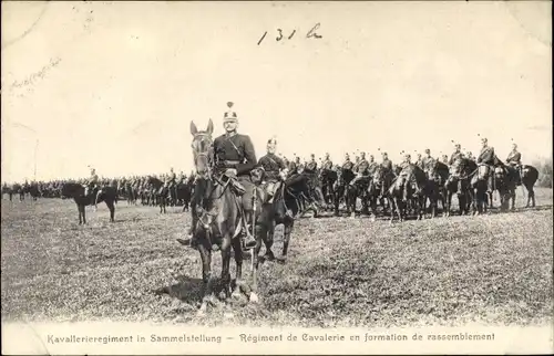 Ak Schweizer Armee, Kavallerie, Regiment in Sammelstellung, Regiment de Cavalerie en formation