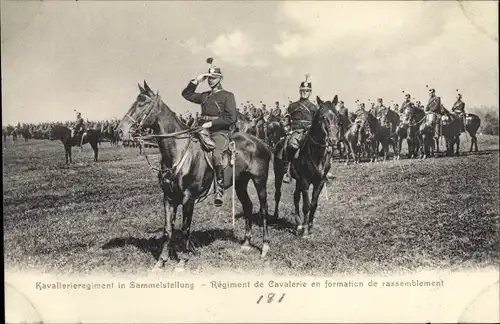 Ak Schweizer Armee, Kavallerie, Regiment in Sammelstellung, Regiment de Cavalerie en formation