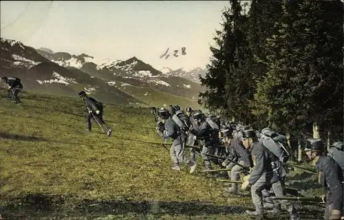 Ak Schweizer Armee, Besetzen einer Feuerstellung, Occupation d'une position de feu