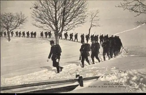 Ak Schweizer Armee, Wintermarsch im Gebirge, Marche en hiver dans la montagne