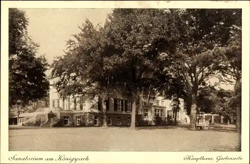 Ak Dresden Loschwitz, Sanatorium am Königspark, Haupthaus, Gartenseite