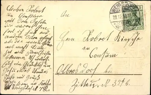 Präge Ak Glückwunsch Neujahr, Münzen, Klee, Würfel