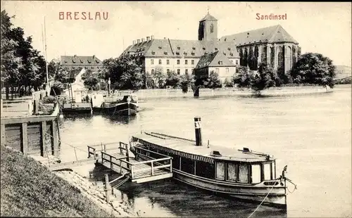 Ak Wrocław Breslau Schlesien, Sandinsel