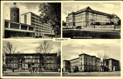 Ak Opole Oppeln Schlesien, Neues Regierungsgebäude, Reichsbahndirektion, Landeshaus, Postdirektion