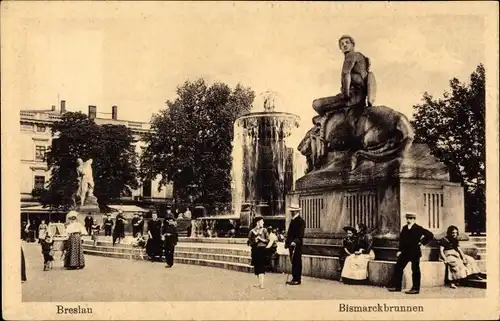 Ak Wrocław Breslau Schlesien, Bismarckbrunnen