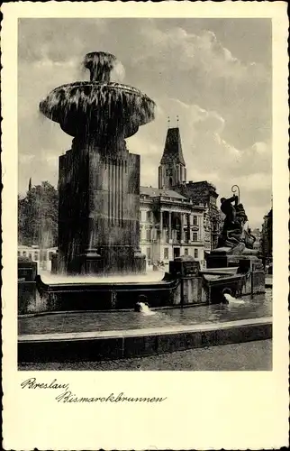 Ak Wrocław Breslau Schlesien, Bismarckbrunnen