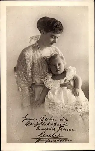 Ak Kronprinzessin Cecilie von Preußen, Portrait mit Prinzessin Alexandrine