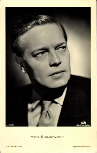 Ak Schauspieler Hans Brausewetter, Portrait, Film Foto Verlag A 3532/1