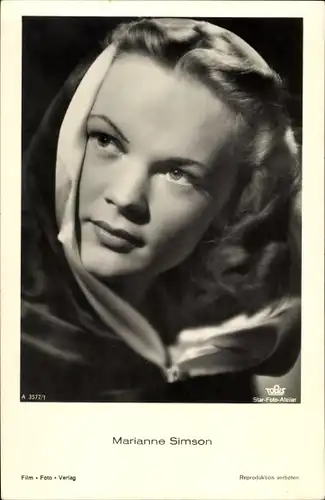 Ak Schauspielerin Marianne Simson, Portrait, Tobis Star Foto Atelier