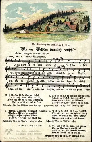 Lied Ak Günther, Anton, Wu de Wälder hamlich rausch'n, Erzgebirgische Mundart Nr. 30, Spitzberg