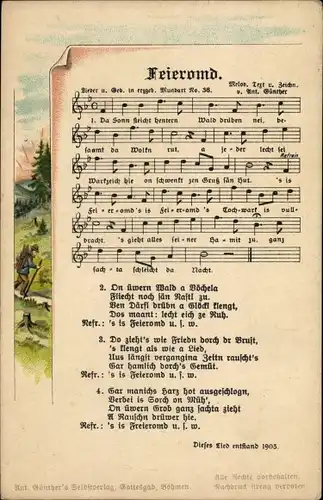 Lied Ak Günther, Anton, Erzgebirgische Mundart Nr. 36, Feieromd