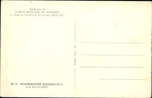 Ak Quadrimoteur Douglas DC 4, Cie Air Algérie, Passagierflugzeug, F-BELA