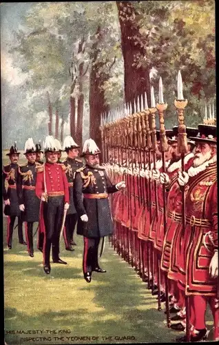 Künstler Ak London, The King inspecting the Yeomen of the Guard