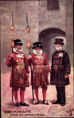 Künstler Ak London City, Yeomen of the Guard, State and Undress Uniform