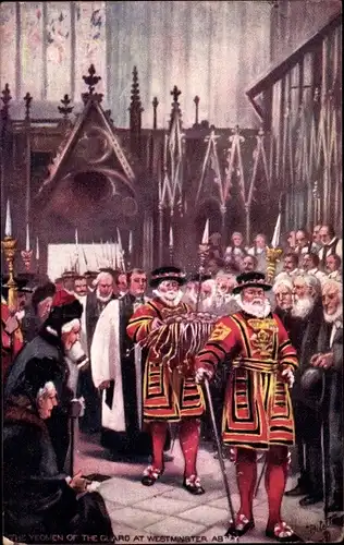 Künstler Ak London City England, The Yeomen of the Guard at Westminster Abbey, Tuck 9221