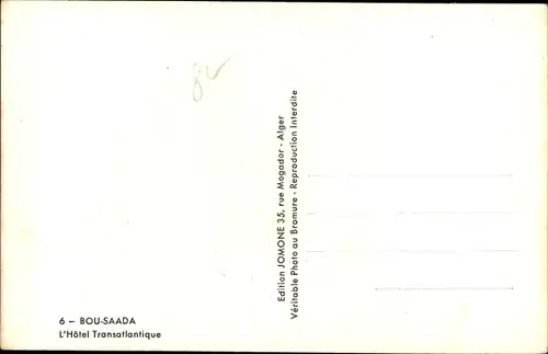 Ak Bou Saada Algerien, L'Hotel Transatlantique