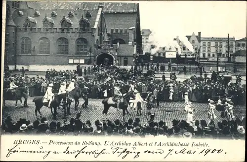 Ak Bruges Brügge Flandern Westflandern, Procession du St-Sang