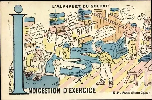 Buchstaben Ak I, Alphabet du Soldat, Indigestion d'Exercice, französische Soldaten