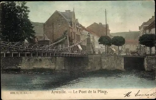 Ak Aywaille Wallonien Lüttich, Le Pont de la Place, Brücke