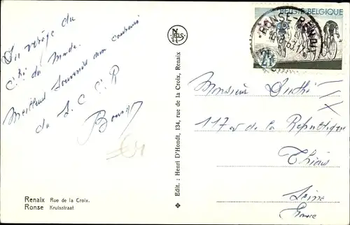 Ak Ronse Renaix Ostflandern, Rue de la Croix, Kruisstraat