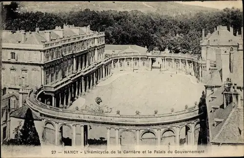 Ak Nancy Meurthe et Moselle, L'Hemicycle de la Carriere et le Palais du Gouvernement