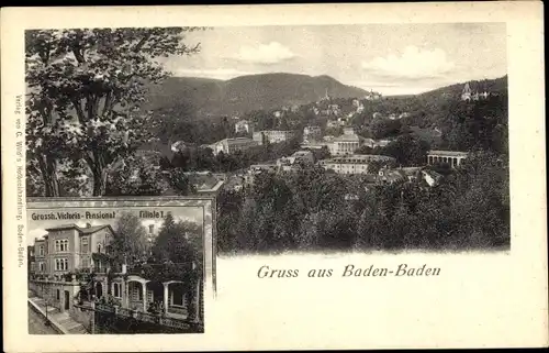 Ak Baden Baden am Schwarzwald, Grossh. Victoria Pensionat, Gesamtansicht