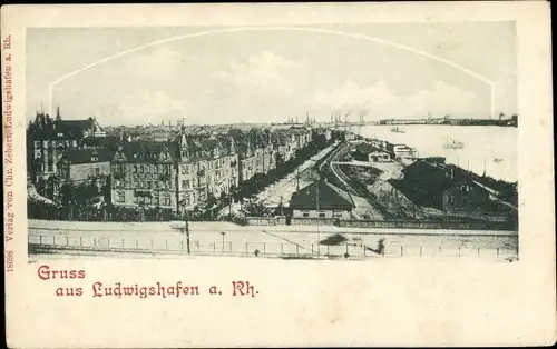 Ak Ludwigshafen am Rhein, Teilansicht, Rheinbrücke