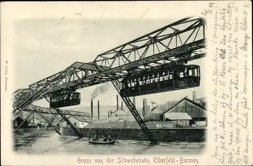 Ak Wuppertal, Schwebebahn Elberfeld Barmen